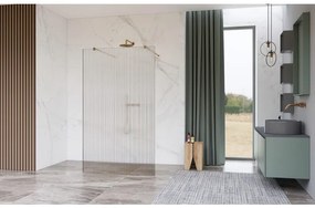 Fortifura Galeria Vrijstaande Inloopdouche - 100x200cm - Helder geribbeld - antikalk - 8mm veiligheidsglas - wandsteunen - Geborsteld koper PVD (Koper) SW927772 2x/SW797955