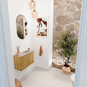 Mondiaz Joya DLux 60cm toiletmeubel oak met wastafel faye rechts 1 kraangat glace