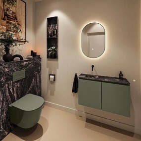 Mondiaz Ture DLux toiletmeubel 80cm army met wastafel lava links zonder kraangat