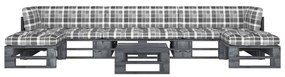 vidaXL 6-delige Loungeset pallet met kussens grijs geïmpregneerd hout