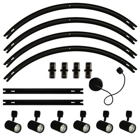 Modern railsysteem met 6 Spot / Opbouwspot / Plafondspots zwart 1-fase ovaal 100cm - Iconic Jeana GU10 Binnenverlichting Lamp