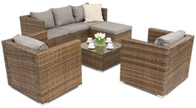 Roma Corner 6 Tuinpunt bruin technorattan tuinmeubelen