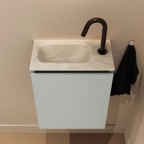 Mondiaz Ture DLux toiletmeubel 40cm greey met wastafel ostra links met kraangat