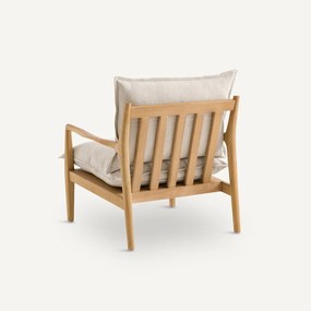 Eiken fauteuil met fineer en katoenen linnen stof, Dilma