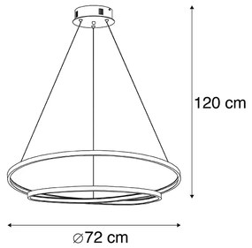 Design hanglamp goud 72 cm incl. LED dimbaar - Rowan Design rond Binnenverlichting Lamp
