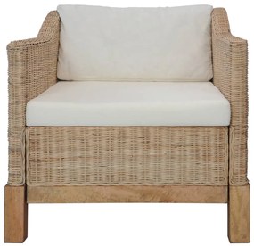 vidaXL Fauteuil met kussens natuurlijk rattan