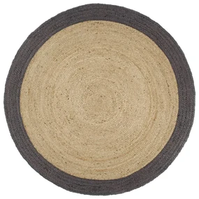vidaXL Vloerkleed handgemaakt met donkergrijze rand 210 cm jute