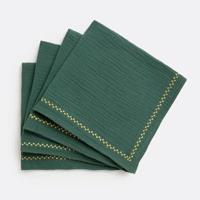 Set van 4 servetten, Kumla geborduurd