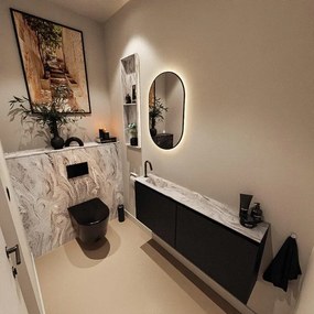 MONDIAZ TURE-DLUX 120cm toiletmeubel Urban. EDEN wastafel Glace positie links. Met 1 kraangat. TUREDX120URBL1GLA