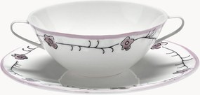 Fine Bone China soepschalen met schoteltjes Midnight Flowers, 4-delig