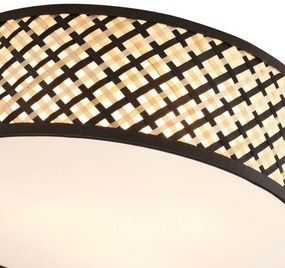 Oosterse plafondlamp rotan met zwart 40cm - TremmoOosters E27 Bohemian rond Binnenverlichting Lamp