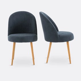 Set van 2 tafelfauteuils in geribd fluweel, Lenou