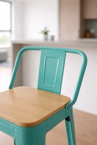 Kruk Torix met rugleuning van natuurlijk hout