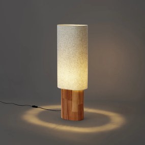 Japandi vloerlamp hout met linnen kap 90cm - Lamel