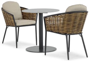 Bistroset 2 personen 70 cm Aluminium/wicker Grijs Lifestyle Garden Furniture Nice/Como