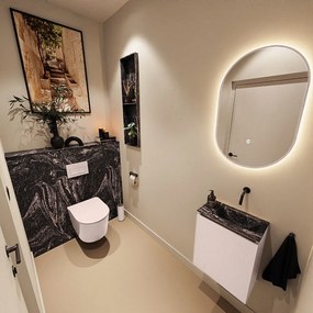 Mondiaz Ture DLux toiletmeubel 40cm rosee met wastafel lava rechts zonder kraangat