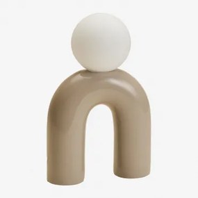 30cm Keramische Tafellamp Met Margot Glazen Bol Beige – Crème - Sklum