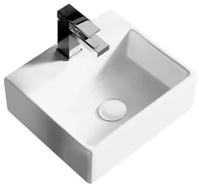 Nemo Spring Sun Handwasbakje - rechthoekig - 33.5x29.5cm - wandmontage - afvoergat D4.5cm - zonder overloop - porselein wit TR4549