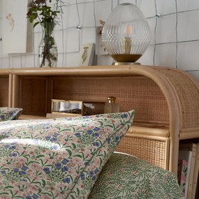 Tafellamp in messing en geribbeld glas, Ari