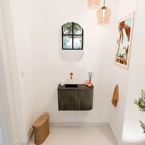 Mondiaz Joya DLux 60cm toiletmeubel ronding rechts shadow met wastafel faye links zonder kraangat lava