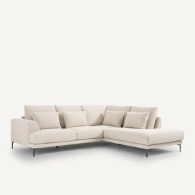 Zitbank met hoek rechts en armleuningen, bouclé, Marsile