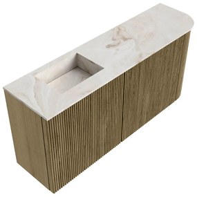 Mondiaz Joya DLux 90cm toiletmeubel ronding rechts dusk met wastafel faye links zonder kraangat frappe