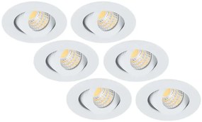 Inbouwspot LED 3W, Wit, Rond, Kantelbaar, Dimbaar, 6-Pack