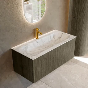 Mondiaz Kurve-dlux 100cm badmeubel shadow met 1 lade en wastafel big medium midden 1 kraangat glace