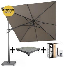 Challenger T2 premium zweefparasol 350x260 cm havanna met parasolvoet 120kg en hoes
