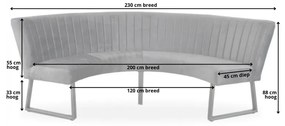 Eetkamerbank - Hengelo - geschikt voor ronde tafel 130 cm - stof Element bruin 07