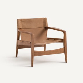 Fauteuil in massief eik en leer, Alberto