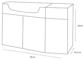 Differnz Fabulous onderkast hoekmodel links 100cm wit