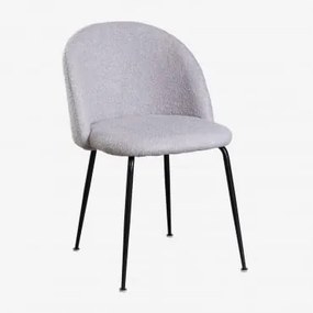 Kana Design Eetkamerstoel In Teddystof Gris Claro & Zwart - Sklum
