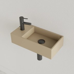 Sanigoods Nano fontein links cappuccino met kraangat 36x18cm