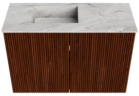 Mondiaz Joya DLux 60cm toiletmeubel ruby met wastafel faye links zonder kraangat glace