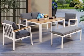 Zakintos Apetito 4 aluminium set met bankje wit Tuinpunt