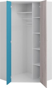 Hoekkledingkast Camteso 100, Zwart, Beige, Eiken, 190x90x90cm, 71 kg, Kledingkast deuren: Met scharnieren, Aantal planken: 5, Aantal planken: 5