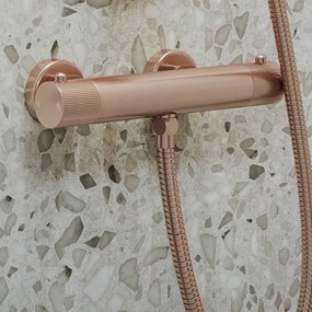 Saniclear Copper Stripes opbouw douchethermostaat geborsteld koper