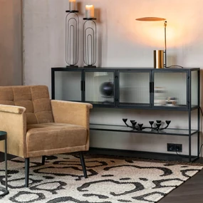 Dutchbone Boli Dressoir Met Ribbel Glas - 150x38x90cm.