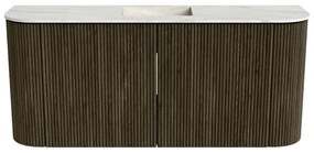 Mondiaz Joya DLux 95cm toiletmeubel ronding links/rechts shadow met wastafel faye midden 1 kraangat ostra