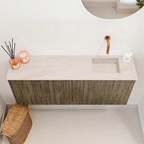 Mondiaz Joya DLux 100cm toiletmeubel dusk met wastafel faye rechts zonder kraangat meli
