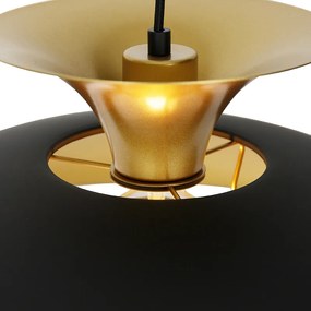 Moderne ronde hanglamp zwart met goud 3-laags - Titus
