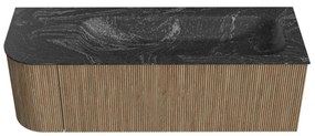 Mondiaz Kurve-dlux 135cm badmeubel ronding links dusk met 1 lade en deur en wastafel big medium rechts zonder kraangat lava