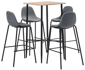 vidaXL 5-delige Barset stof lichtgrijs