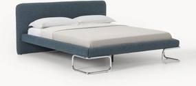 Gestoffeerd bouclé bed Olina met metalen poten