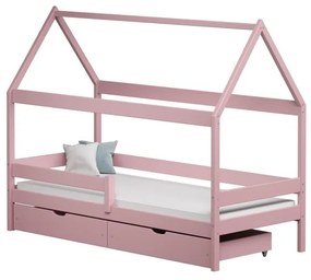 Peuter Roze Canopy House-vormig eenpersoonsbed - Teddy 5056231749046 Children's Beds Home, 180x80, Twee kleine, Schuimmatras van 9 cm Children's Beds