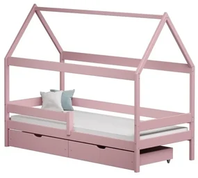 Peuter Roze Canopy House-vormig eenpersoonsbed - Teddy 5056231749046 Children's Beds Home, 180x80, Twee kleine, Schuimmatras van 9 cm Children's Beds