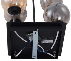 Moderne plafondlamp zwart met amber en smoke glas 5-lichts - Athens