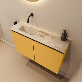 Mondiaz Ture DLux toiletmeubel 80cm ocher met wastafel frappe links zonder kraangat