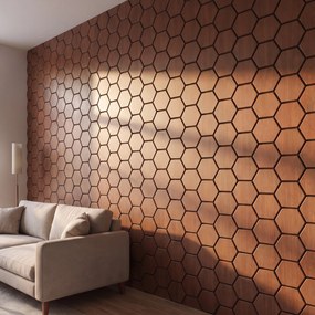 Hexagon Panel Gerookt Eiken 81CM | Akoestisch | Wanddecor | Zeshoekig